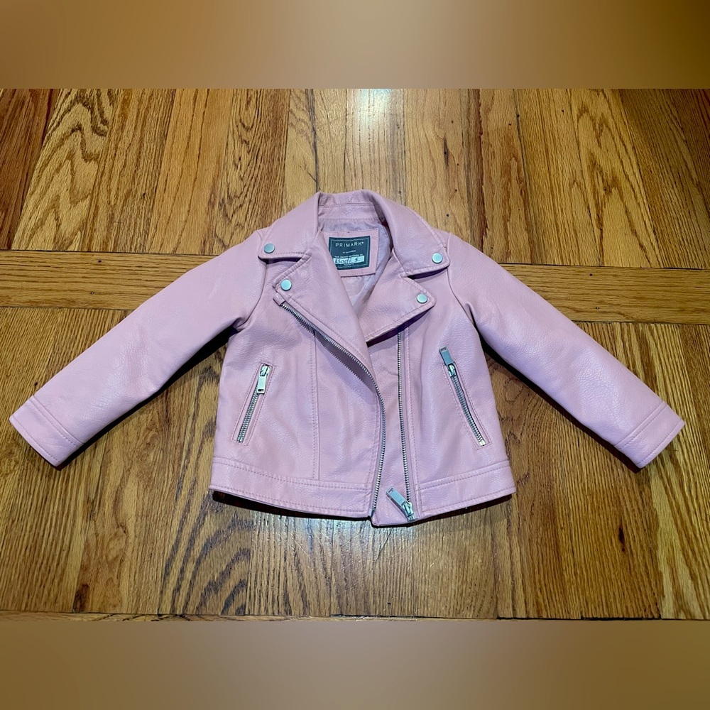 Pink leather jacket 24-36months
